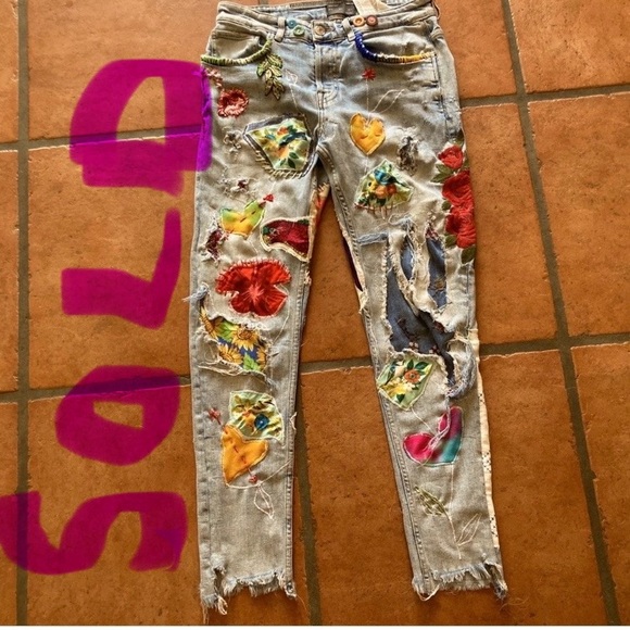 Zara Denim - Zara Upcycled Patched Destroyed denim, jeans,